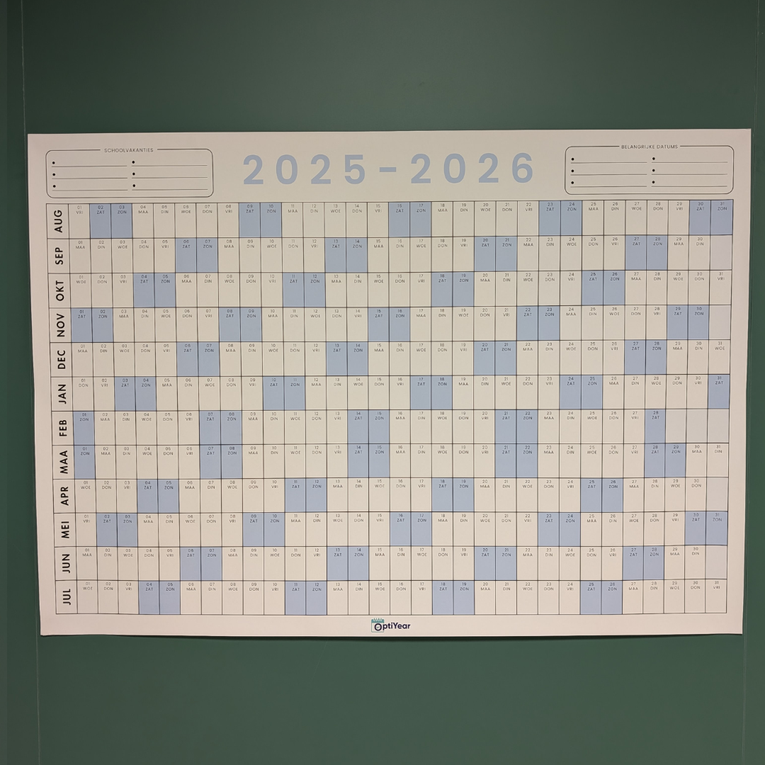 OptiYear schooljaarkalender 2025-2026