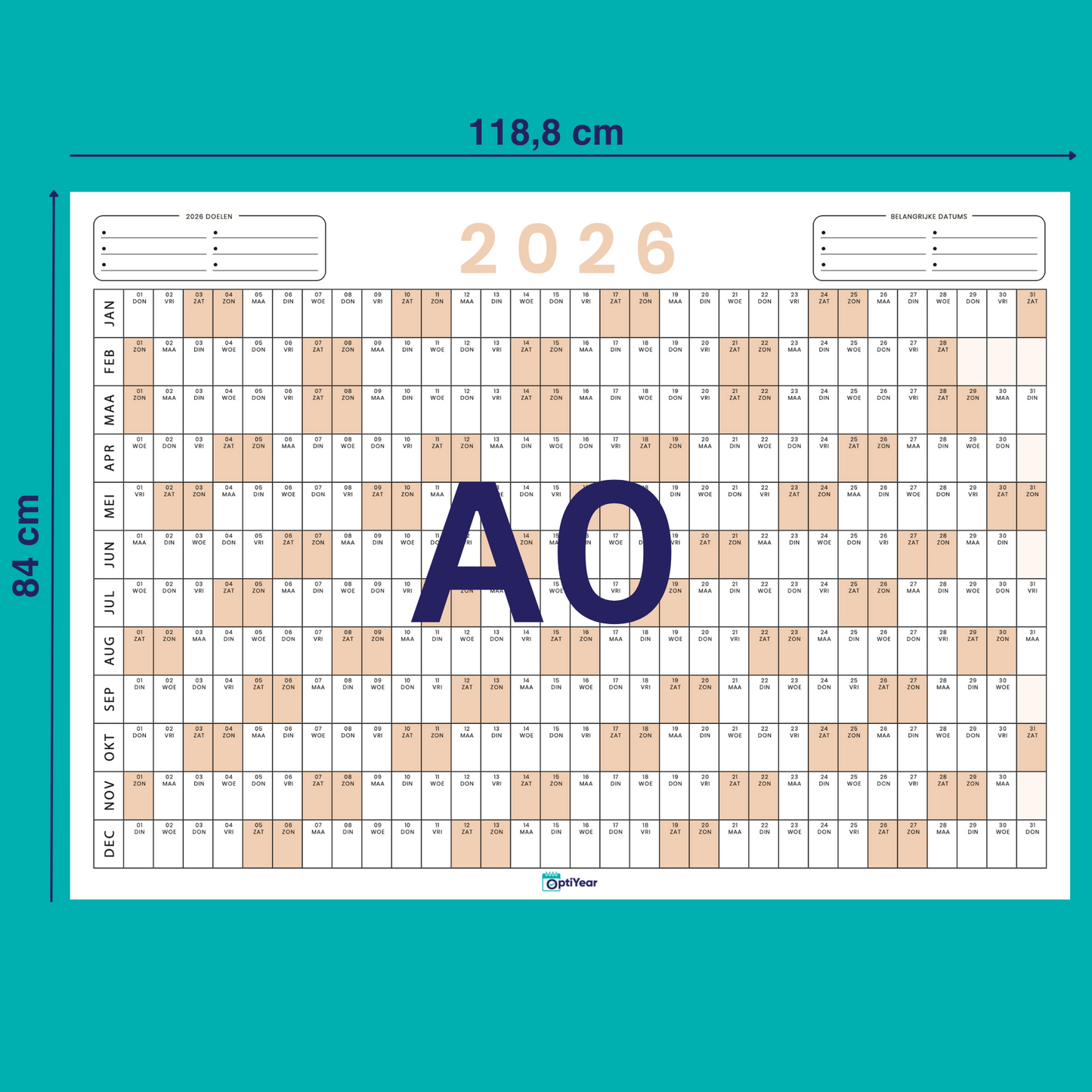 OptiYear jaarkalender 2026