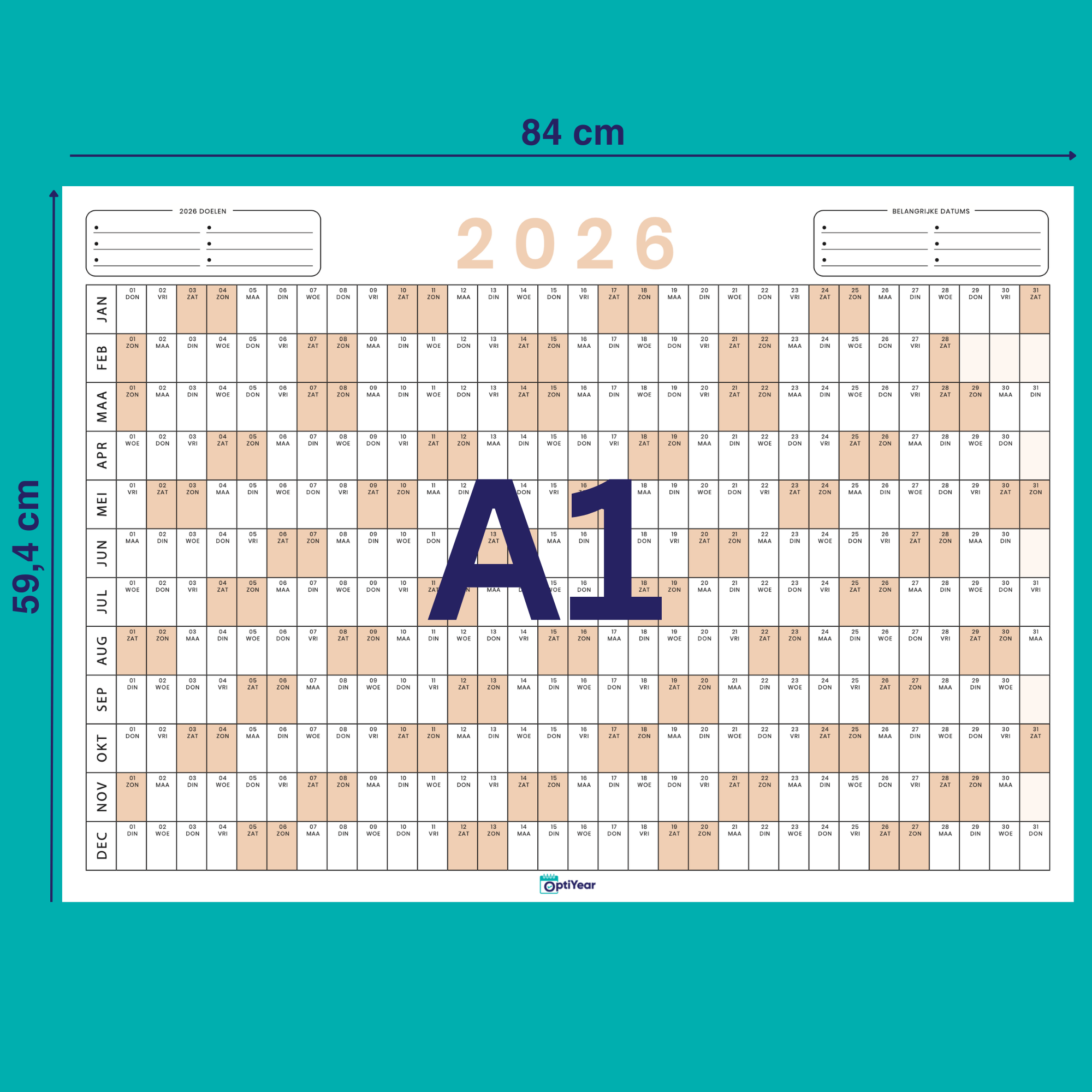 OptiYear jaarkalender 2026