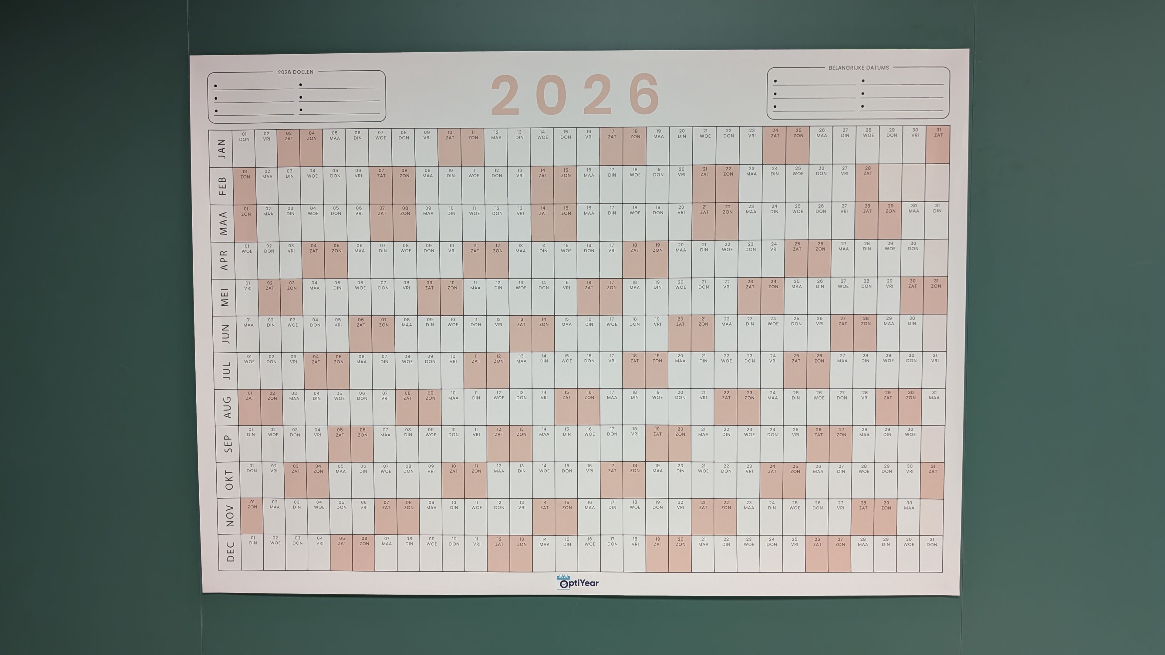 OptiYear jaarkalender 2026