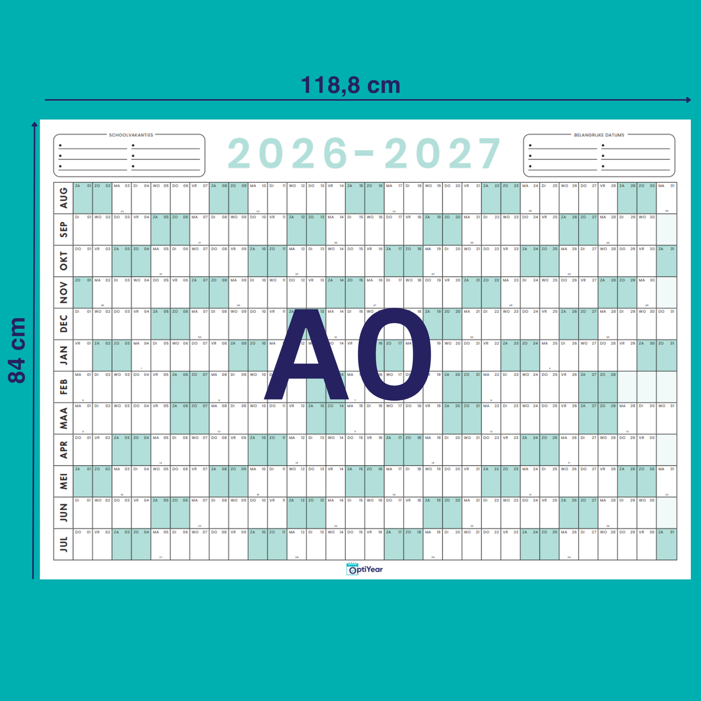 OptiYear schooljaarkalender 2026-2027
