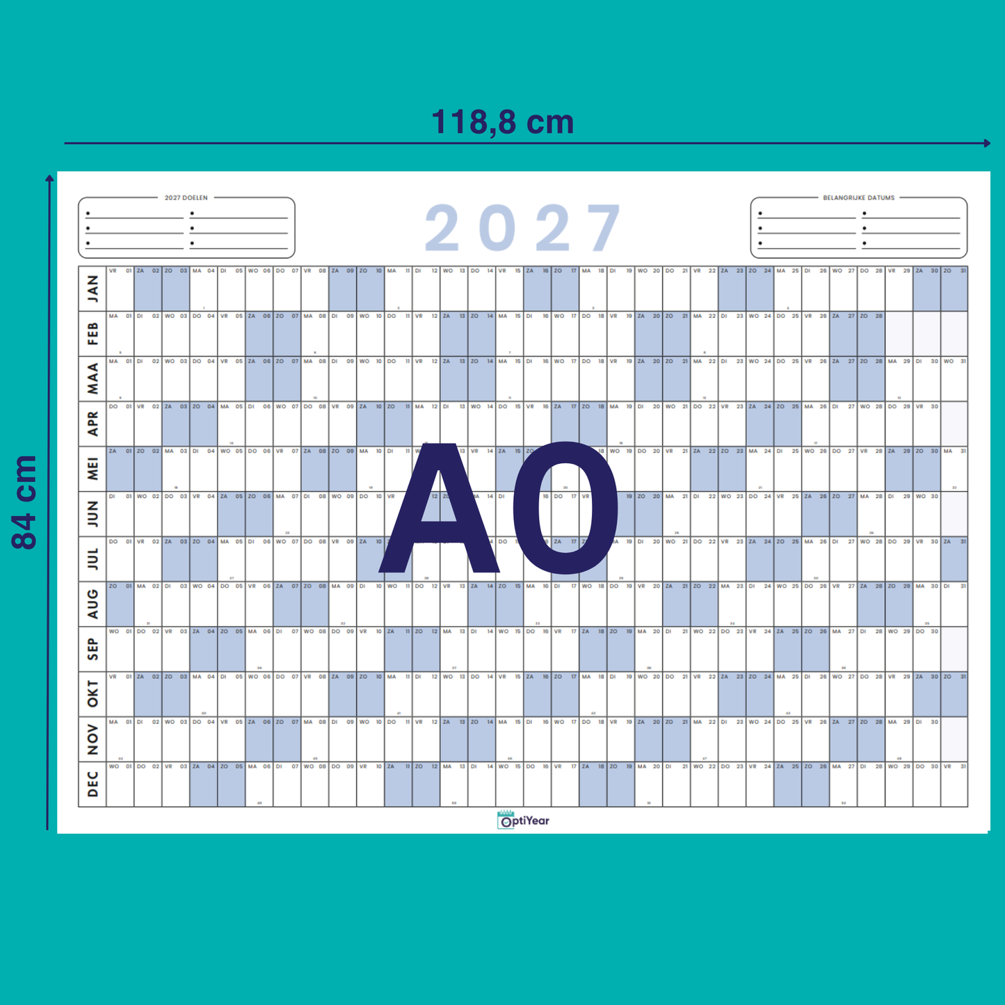 OptiYear jaarkalender 2027