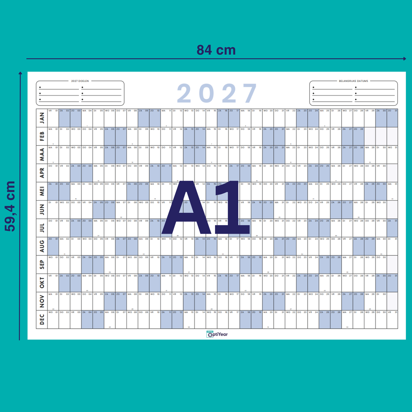 OptiYear jaarkalender 2027