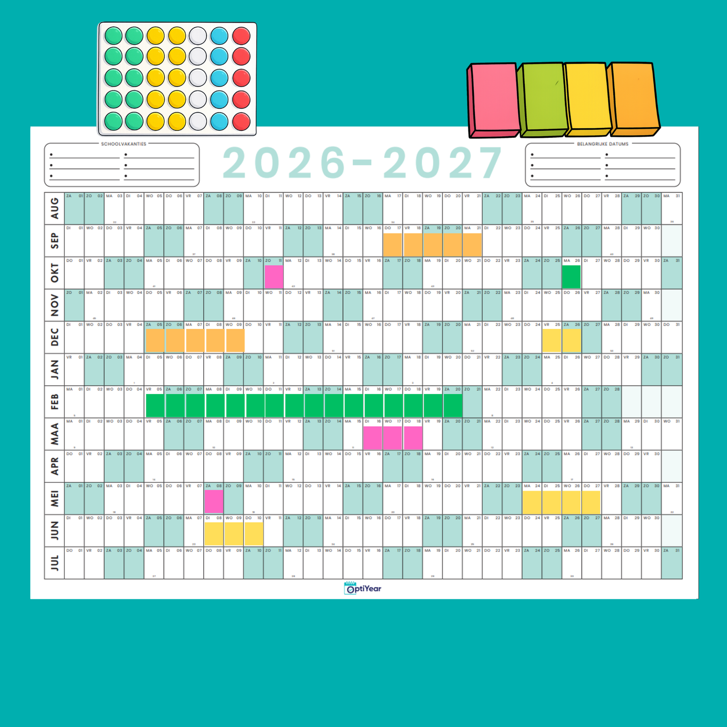 OptiYear schooljaarkalender 2026-2027