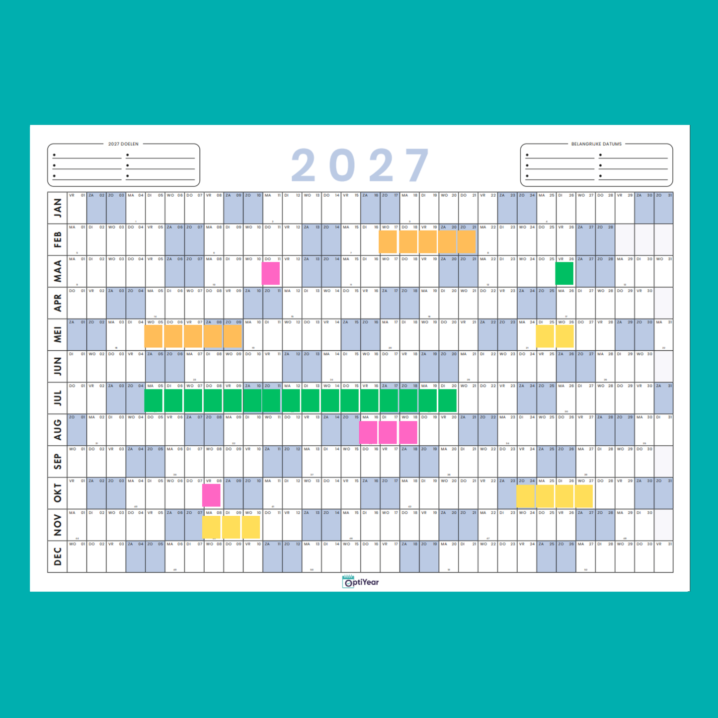 OptiYear jaarkalender 2027