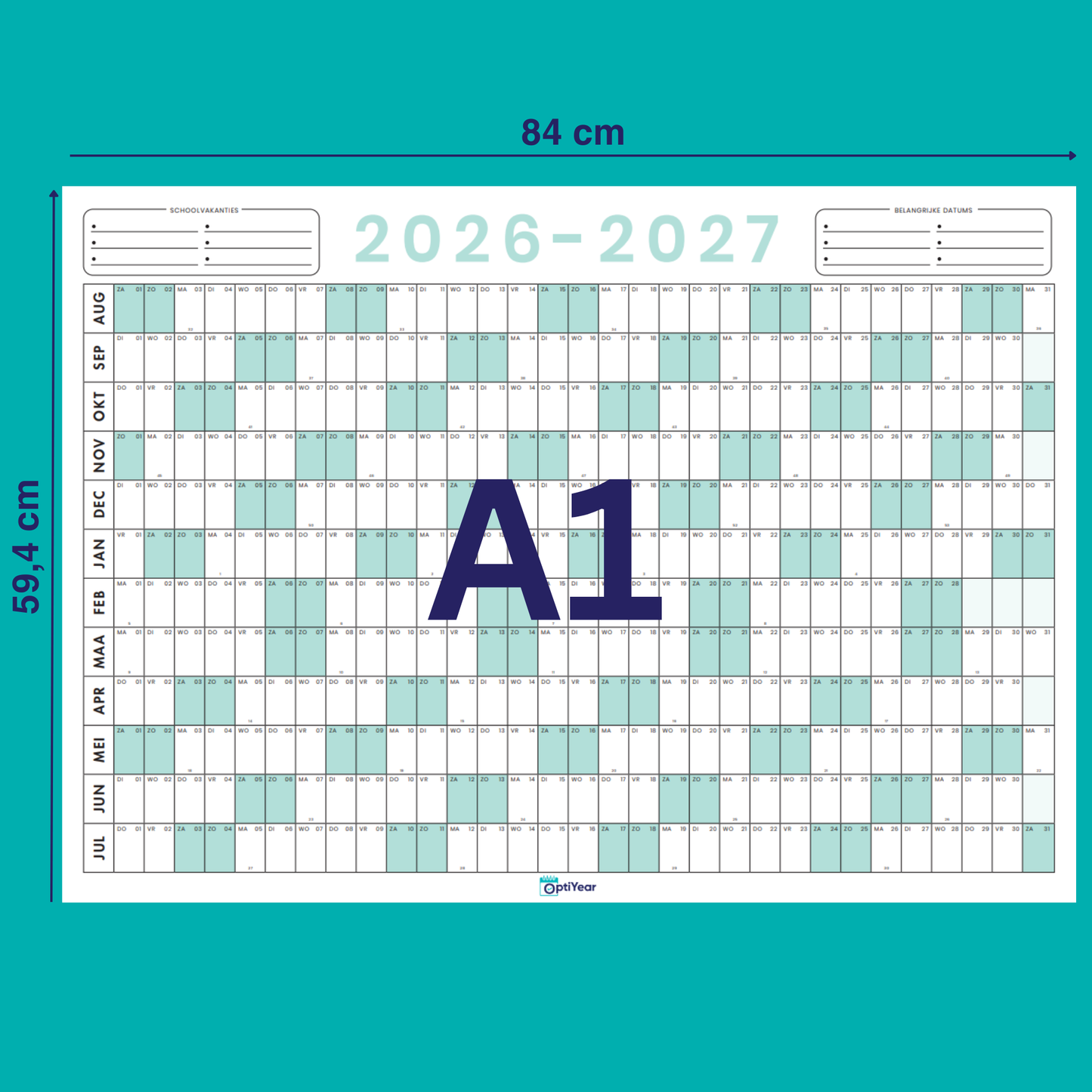 OptiYear schooljaarkalender 2026-2027